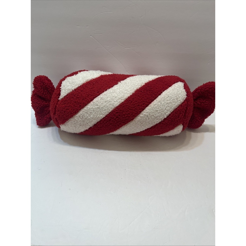 Christmas Candy Throw Pillow Red White Striped 21x8 in